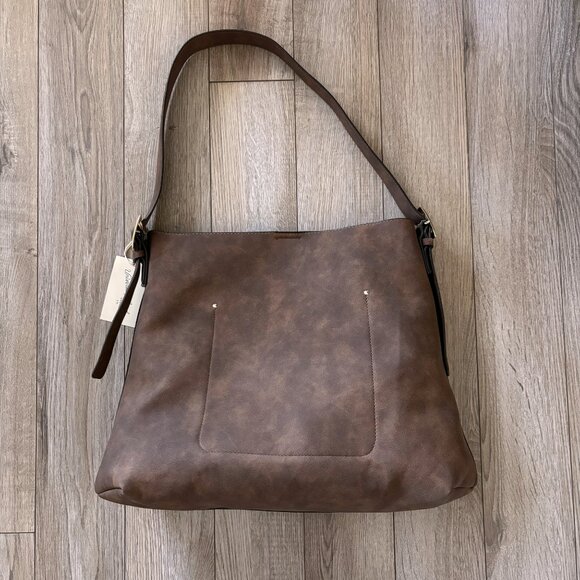 Universal Thread Slouchy Bucket Shoulder Bag Brown Faux Suede Boho Quiet Luxury - Picture 9 of 16
